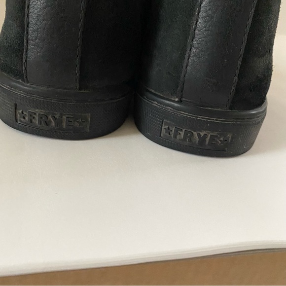 Frye Gemma Shearling Slip On Sneakers Flats Leather Suede Wool Lined 8.5 Black - Picture 6 of 8